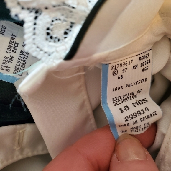 Vintage green velvet jumper dress with blouse 18M - Picture 7 of 7